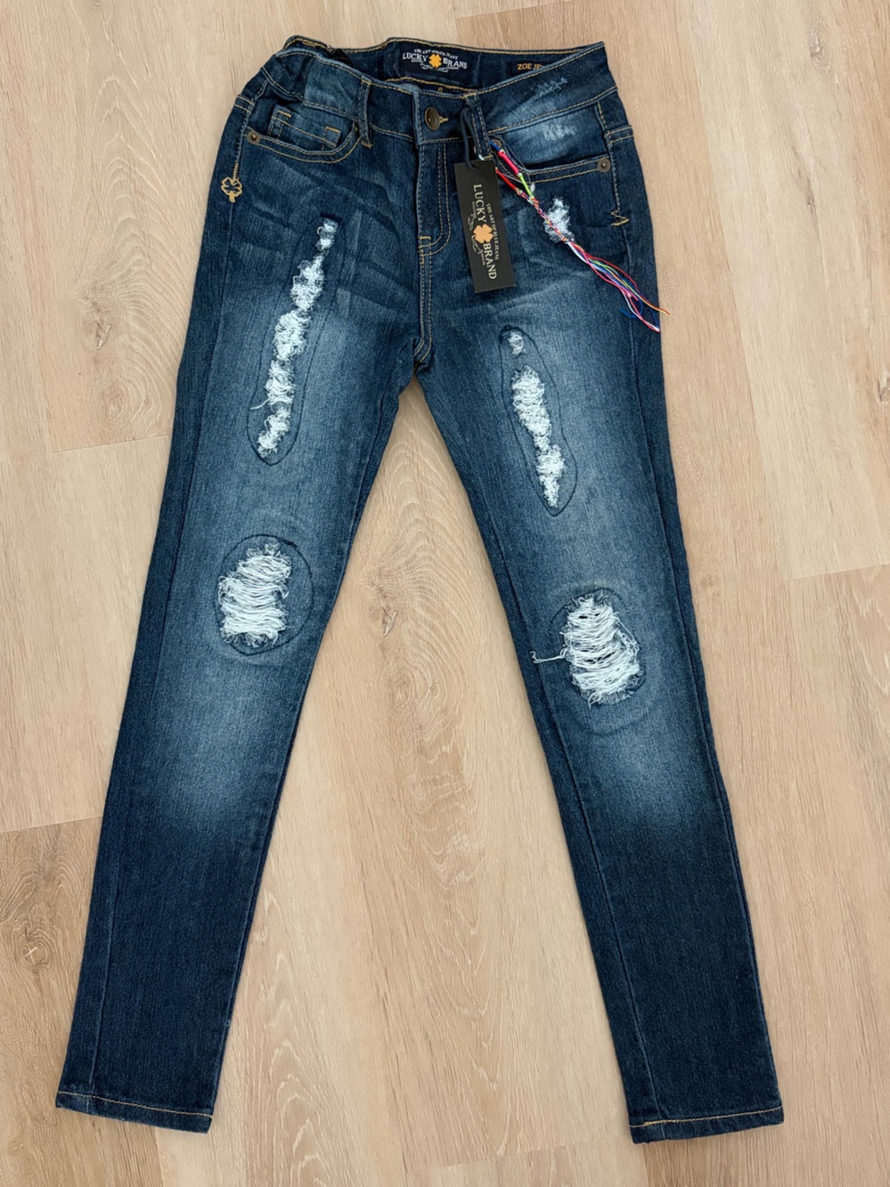 Lucky Brand NWT Girl’s Dark Blue Distressed Zoe Jegging (Size 8)